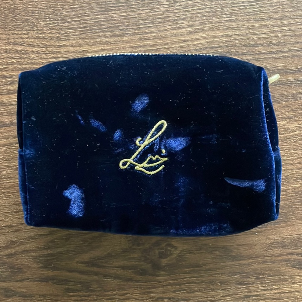 Lisa Eldridge midnight blue velvet pouch